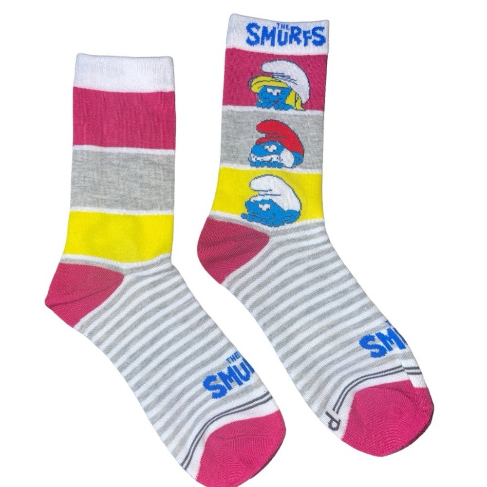 The Smurfs Woman’s one size Papa Smurf striped village crew socks cartoon funny